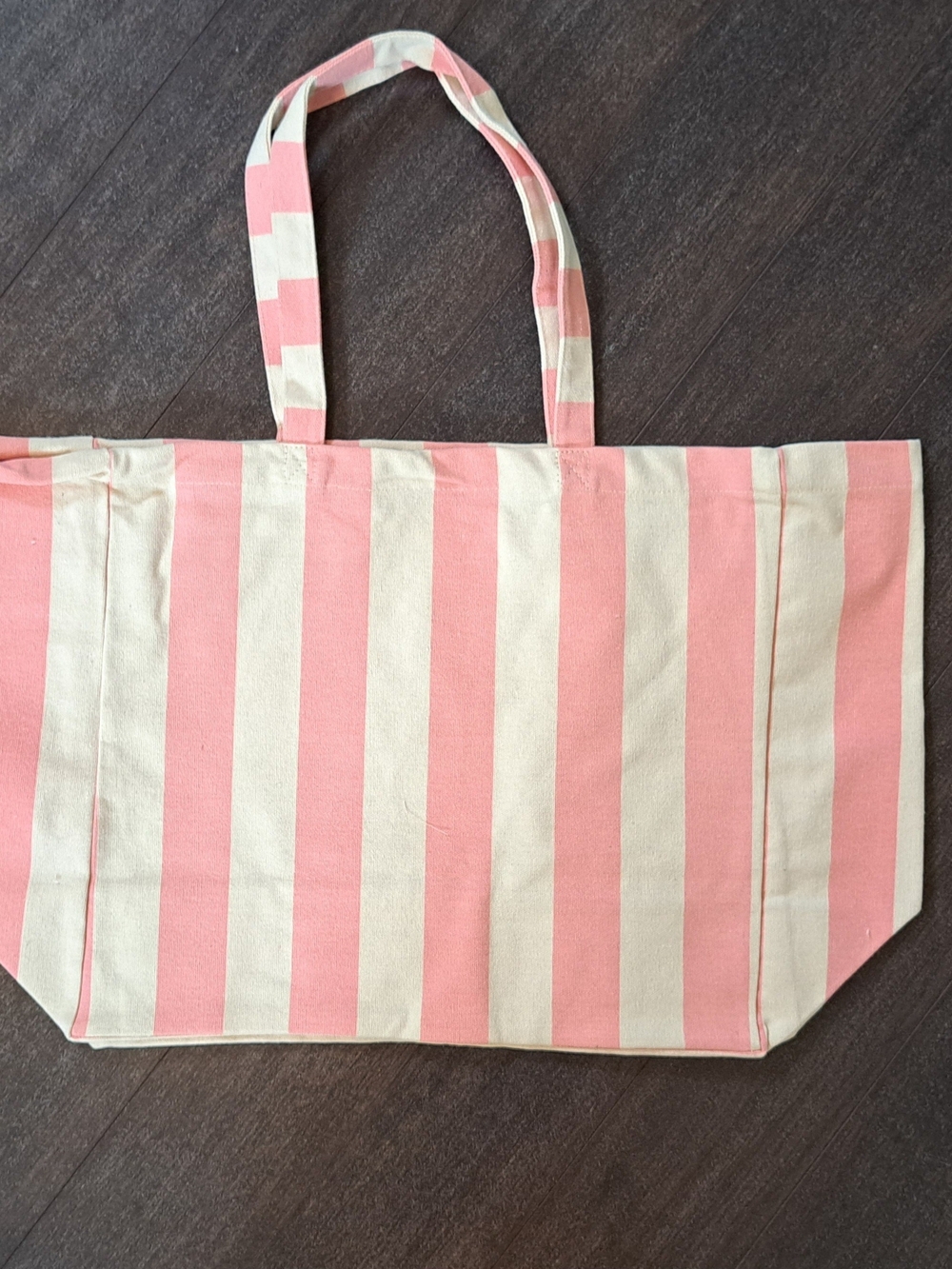 Sezane Pink and Cream Striped Canvas Tote - Picture 4 of 4